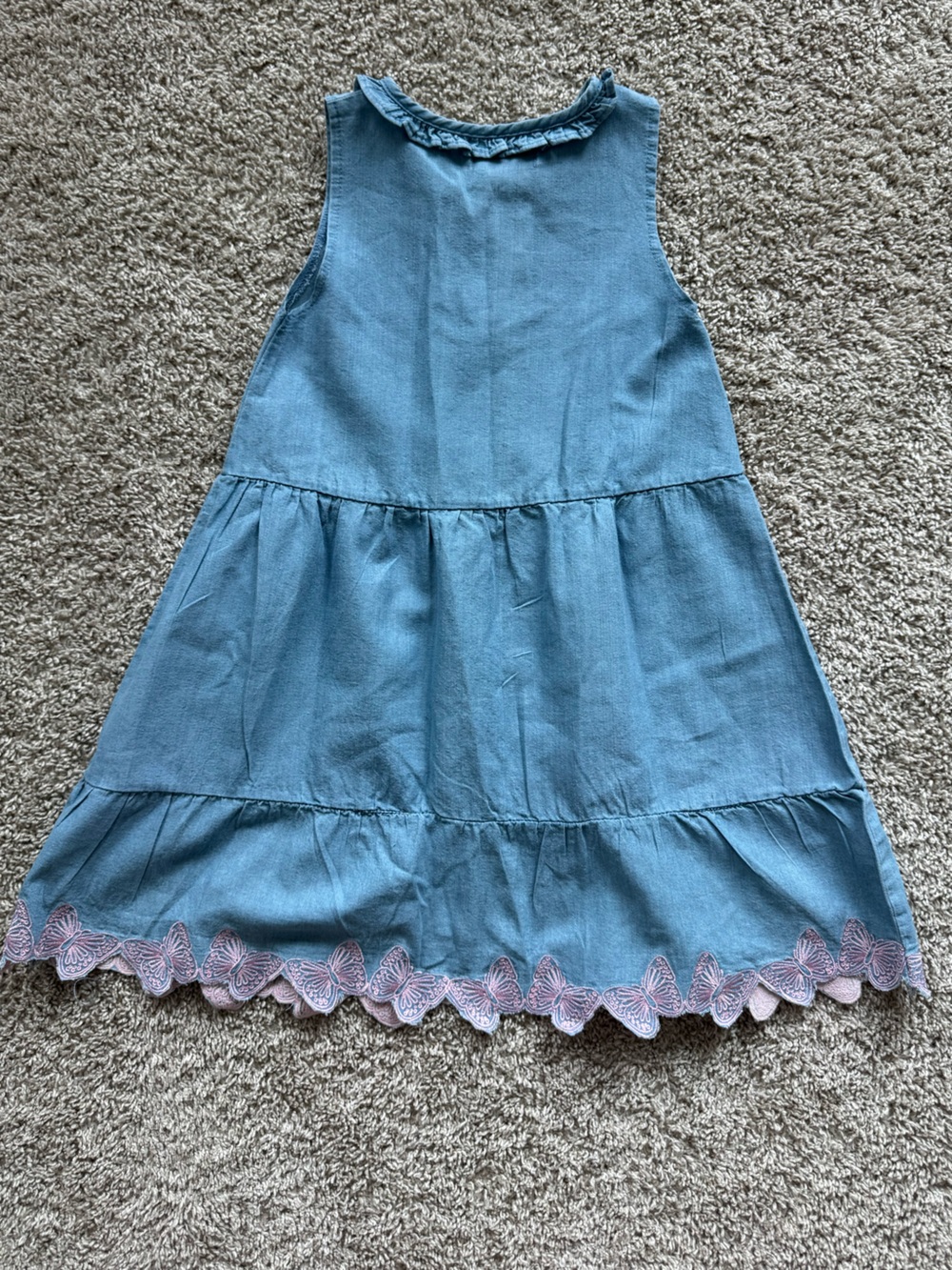 Girls Blue Chambray denim Butterfly Dress sleeveless Size 8 Button Front - Picture 6 of 7